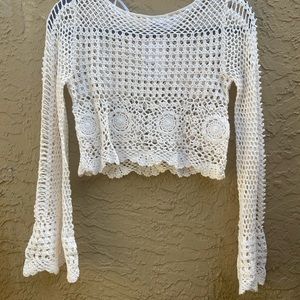 H&M CROCHET CROPPED SWEATER XS